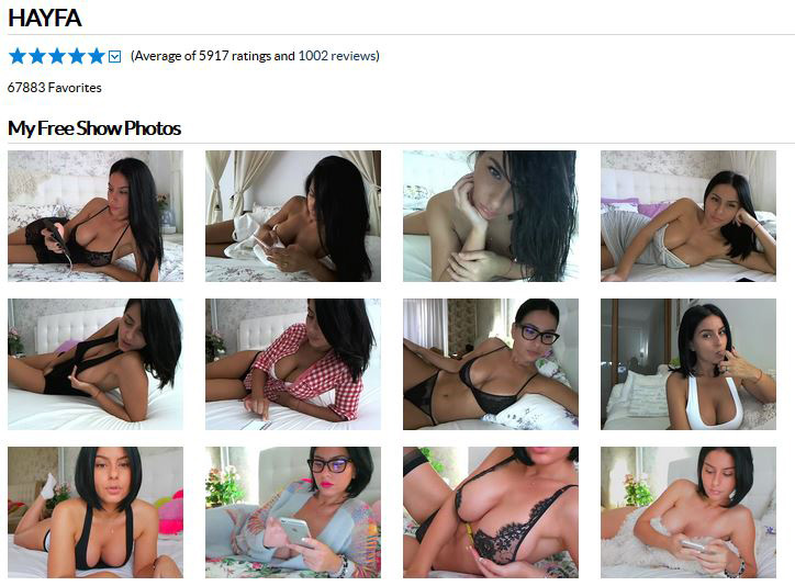 View a model's rating and images before deciding whether to join her in cam-2-cam chat.
